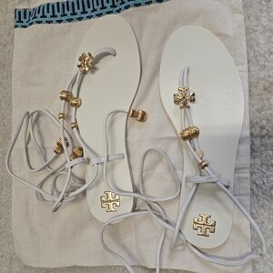 Tory Burch White and Gold Women's Sandals. NWOT